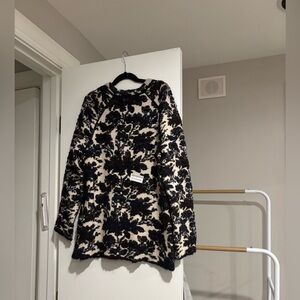 Tory Burch Black and Cream Floral Bouclé Sweater